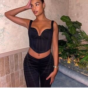 NWT Tiger Mist Set Black Bustier and Pants Size Medium